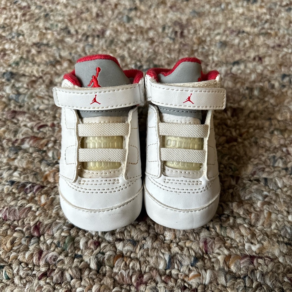 NIKE JORDAN 5 RETRO (GP) CRIB 552494-100 (WHITE / FIRE RED - BLACK) Size 1C